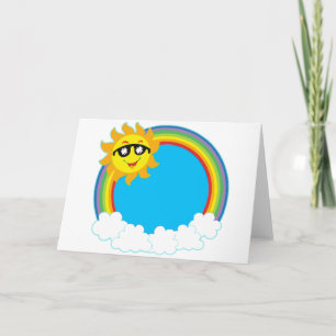 Zon en regenboog krans met wolken feestdagen kaart