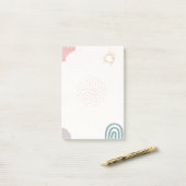 Zon en regenboog pastel kleuren post-it® notes (Op bureau)