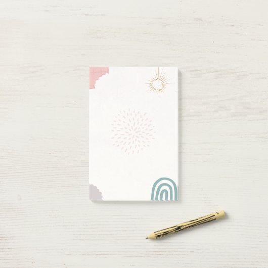 Zon en regenboog pastel kleuren post-it® notes (Op bureau)