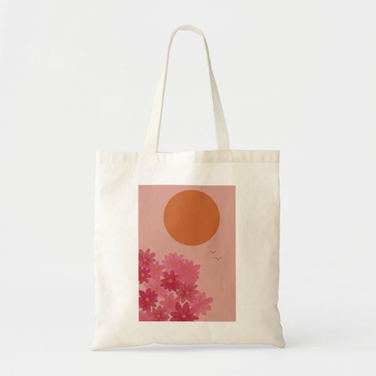 zon en roze bloemen drukken canvas tas af (Voorkant)
