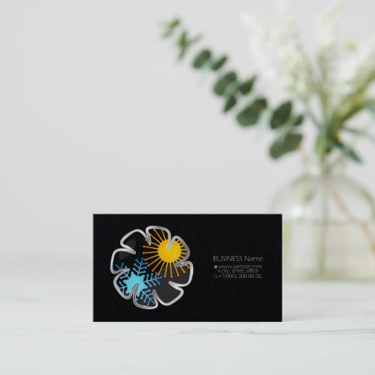 Zon en sneeuwvlokken in de airconditioning visitekaartje (Staand voorkant)