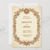 zon en ster bruiloft uitnodiging warm getint (Voorkant)