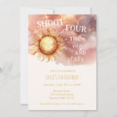 Zon en sterren gouden magische vierde verjaardag kaart (Voorkant)