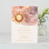 Zon en sterren gouden magische vierde verjaardag kaart (Staand voorkant)