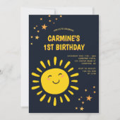 Zon en Sterren Jongens 1e Verjaardag Kaart (Voorkant)