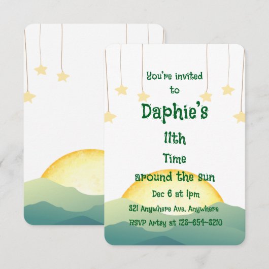 Zon en sterren kaart (Voorkant / Achterkant)