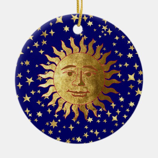 Zon en sterren keramisch ornament (Voorkant)