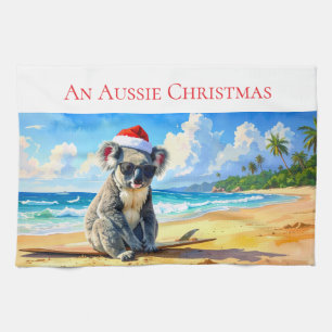Zon en Surf Koala Santa Hat An Aussie Christmas Theedoek