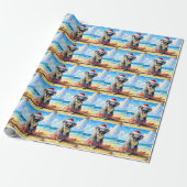 Zon en Surf Koala Santa Hat Cadeaupapier (Uitgerold)