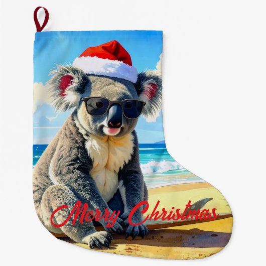 Zon en Surf Koala Santa Hat Grote Kerstsok (Voorkant)