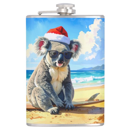 Zon en Surf Koala Santa Hat Heupfles (Voorkant)
