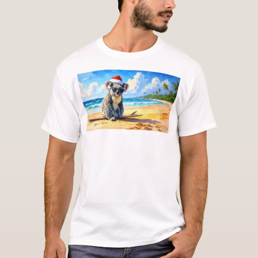 Zon en Surf Koala Santa Hat T-shirt (Voorkant)