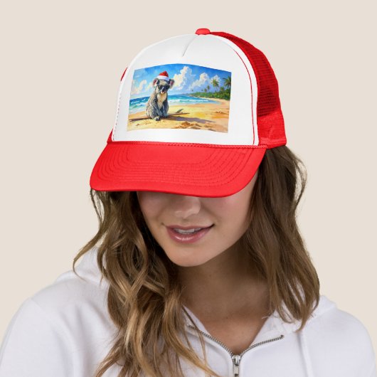 Zon en Surf Koala Santa Hat Trucker Pet (In situ)