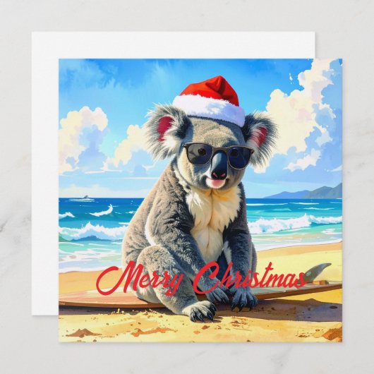Zon en Surf Koala Sinterklaas Hoed Feestdagenkaart (Voorkant / Achterkant)