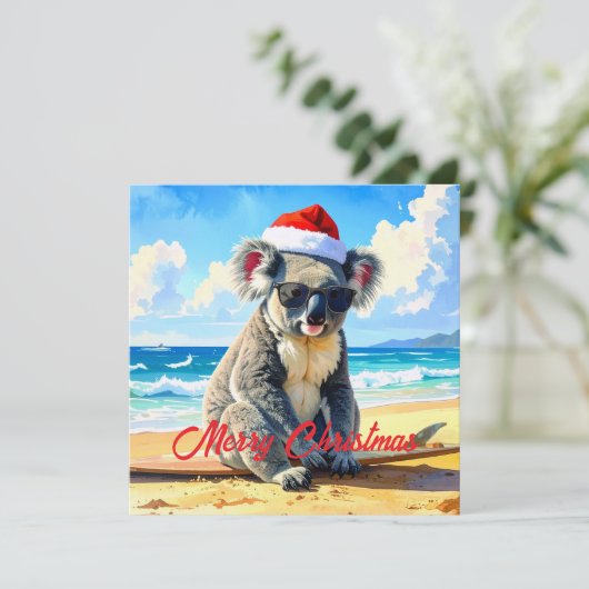 Zon en Surf Koala Sinterklaas Hoed Feestdagenkaart (Staand voorkant)