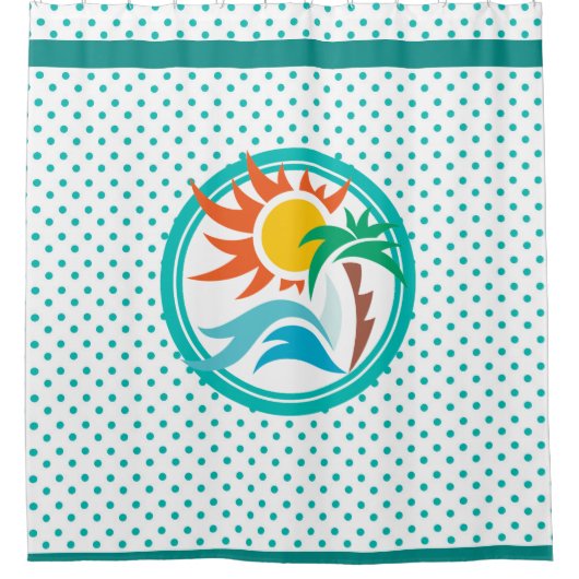 Zon en Surven, gestreepte rand Douchegordijn (Voorkant)