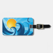 Zon en Surven Zee Wave Illustratie Bagagelabel (Voorkant horizontaal)