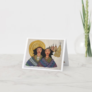 Zon en twee indianen kleurrijke Notitiekaart