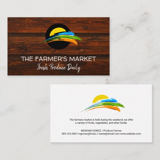 Zon- en verfpenselenmarkt visitekaartje (Voorkant / Achterkant)