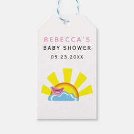 Zon en vogeltje op het Baby shower van de wolk Cadeaulabel