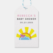 Zon en vogeltje op het Baby shower van de wolk Cadeaulabel (Achterkant)
