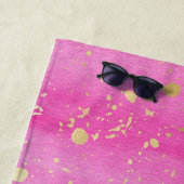 Zon en vun Familie Vacation Palm Tree Pink Gold Strandlaken (In situ)