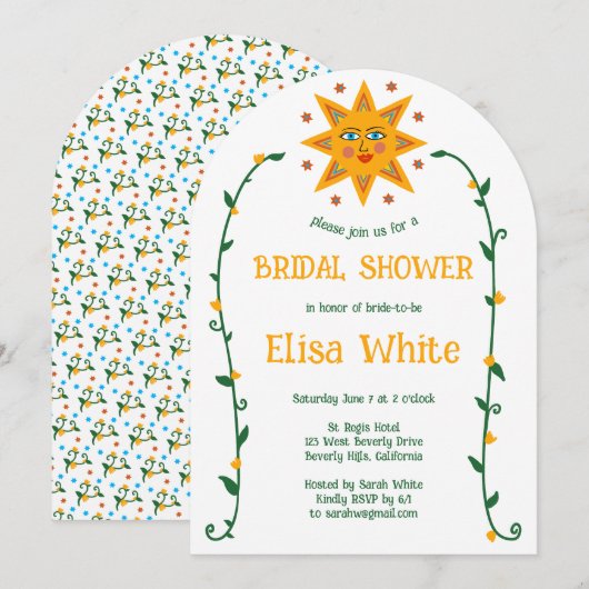 Zon en wijnstokken Boho Arch grillige douche Kaart (Voorkant / Achterkant)