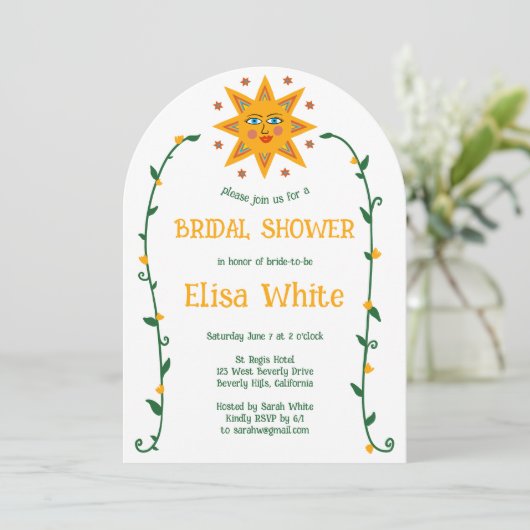 Zon en wijnstokken Boho Arch grillige douche Kaart (Staand voorkant)