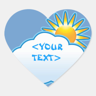 Zon en Wolk, <YOUR TEXT> Hart Sticker