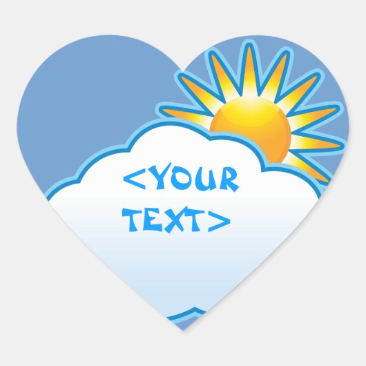 Zon en Wolk, <YOUR TEXT> Hart Sticker (Voorkant)