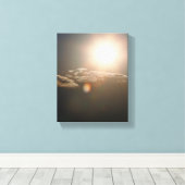 Zon en wolken met blauwe lucht canvas afdruk (Insitu (Houten vloer))