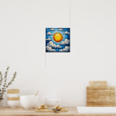 Zon en wolken mozaïek wandkunst poster (Keuken)
