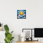 Zon en wolken mozaïek wandkunst poster (Thuiskantoor)