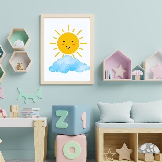 Zon en wolken peuterspeelzaal poster