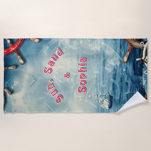 Zon en Zand Nautische Strandlaken (Voorkant)