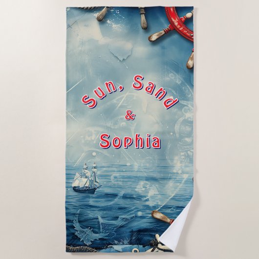 Zon en Zand Nautische Strandlaken (Voorkant)