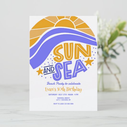 Zon en Zee de Uitnodiging van de Beach van de Part (Staand voorkant)