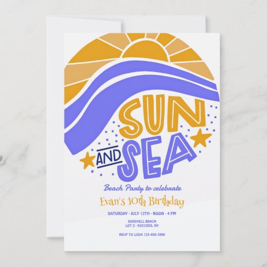 Zon- en Zee Strandfeest Uitnodiging (Voorkant)