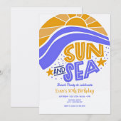 Zon- en Zee Strandfeest Uitnodiging (Voorkant / Achterkant)