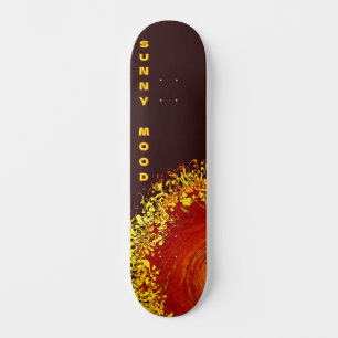 Zon explosie geel oranje bruin abstract op maat persoonlijk skateboard
