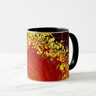 Zon explosie geel oranje bruin abstract patroon mok