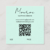 Zon Florale Boho Lijn Kunst QR Code AANPASBARE HAN Vierkante Visitekaartje (Achterkant)