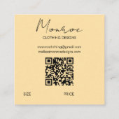 Zon Florale Boho Lijn Kunst QR Code AANPASBARE HAN Vierkante Visitekaartje (Achterkant)