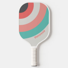 Zon Gebleekte Koraal Cirkel Streep met Naam Pickleball Paddle