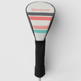 Zon gebleekte koraal over strepen met naam golfheadcover