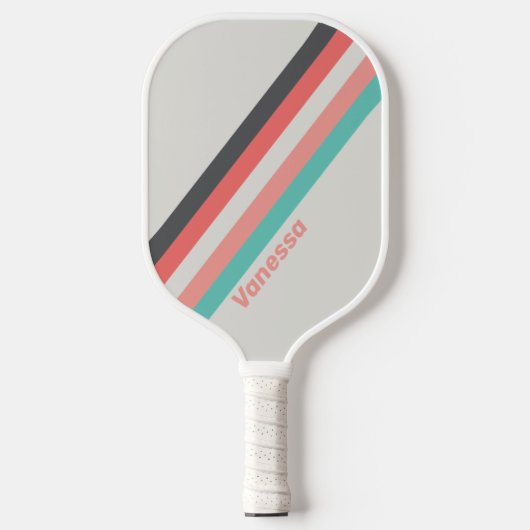 Zon Gebleekte Koraal Strepen met Naam Pickleball Paddle (Voorkant)