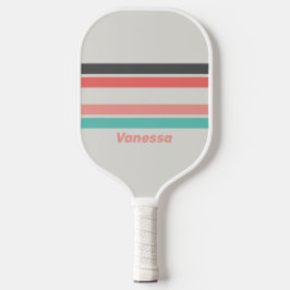 Zon Gebleekte Koralen Over Strepen met Naam Pickleball Paddle