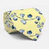 Zon Geel & Stof Blauw Eucalyptus Bruiloft Stropdas (Opgerold)