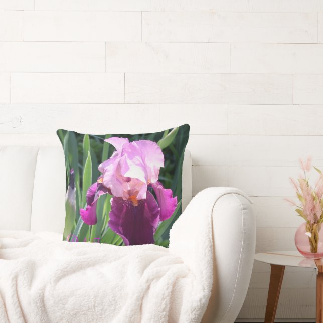 Zon gekuste Roze Iris Kussensloop Kussen (Bank)