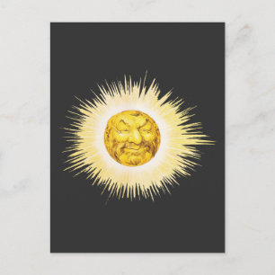 Zon gelukkig gezicht briefkaart